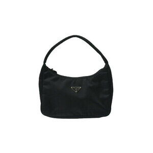 Prada Hobo Handbag One Shoulder Triangle Logo Black Nylon
